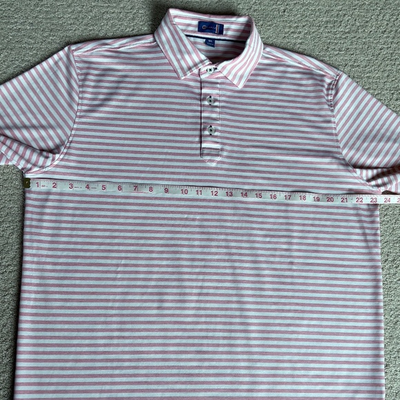 Stitch Damon Polo short sleeve golf shirt pink white stripe M/L - Picture 7 of 15